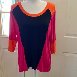 cha cha vente black fuchsia orange top M